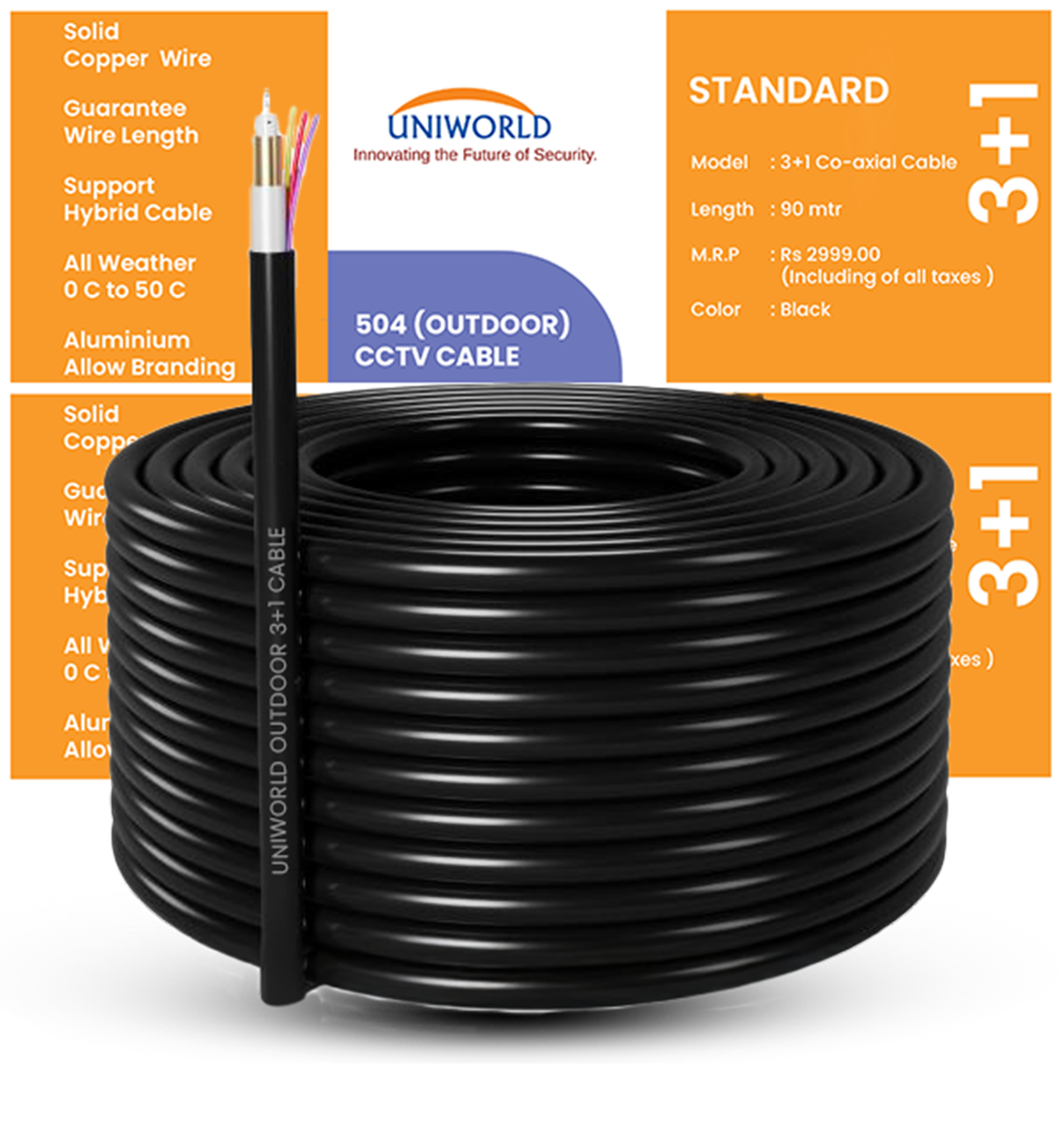 3+1 OUTDOOR CABLE - 90 mtr