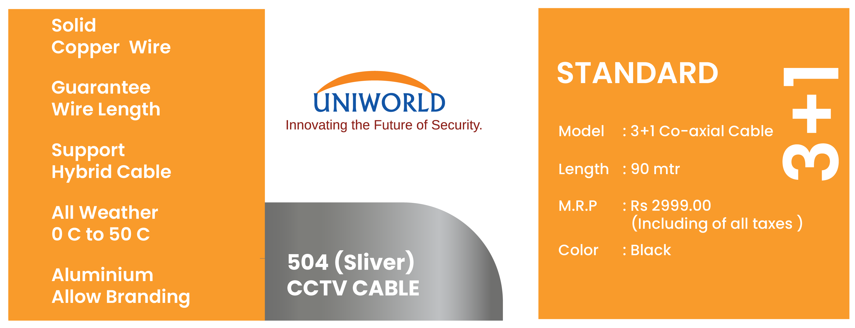 3+1 SILVER CABLE - 90 mtr