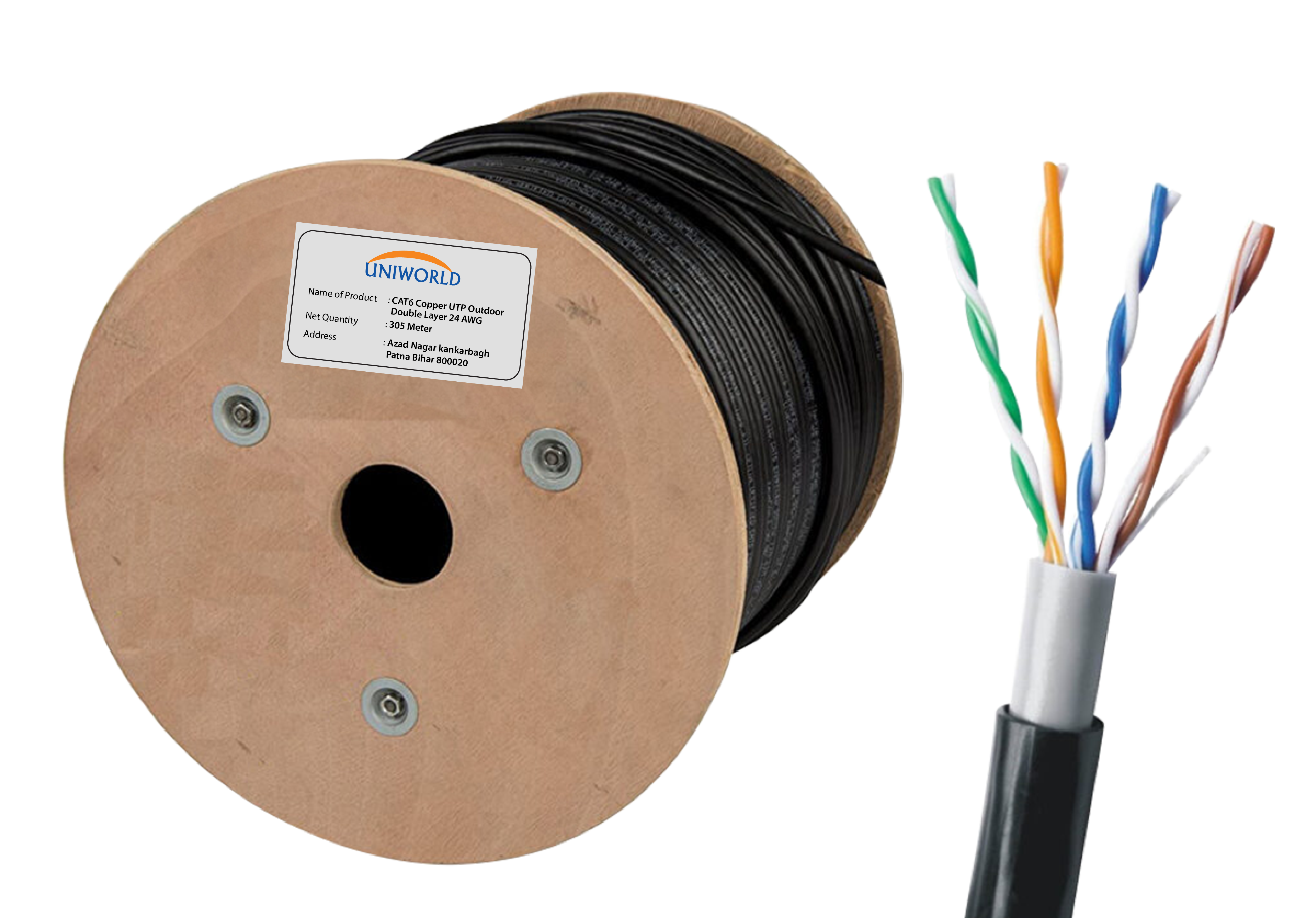 CAT6 UTP OUTDOOR COPPER CABLE - 305 Mtr